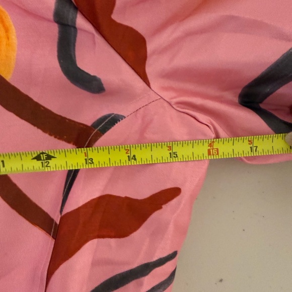 Aureta Studio Pink Abstract Puff Sleeve Cutout Midi Dress NWT Size S Anthro - Picture 8 of 12